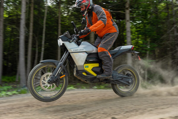 motorcycle, electric motorcycle, ebike, Can-Am, BRP, overlanding motorcycle, adventure motorcycle, EV, charging, range anxiety,