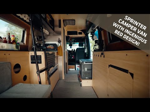 Ultimate Mercedes Sprinter Van Tour – Ingenious Bed & Living Space Design!